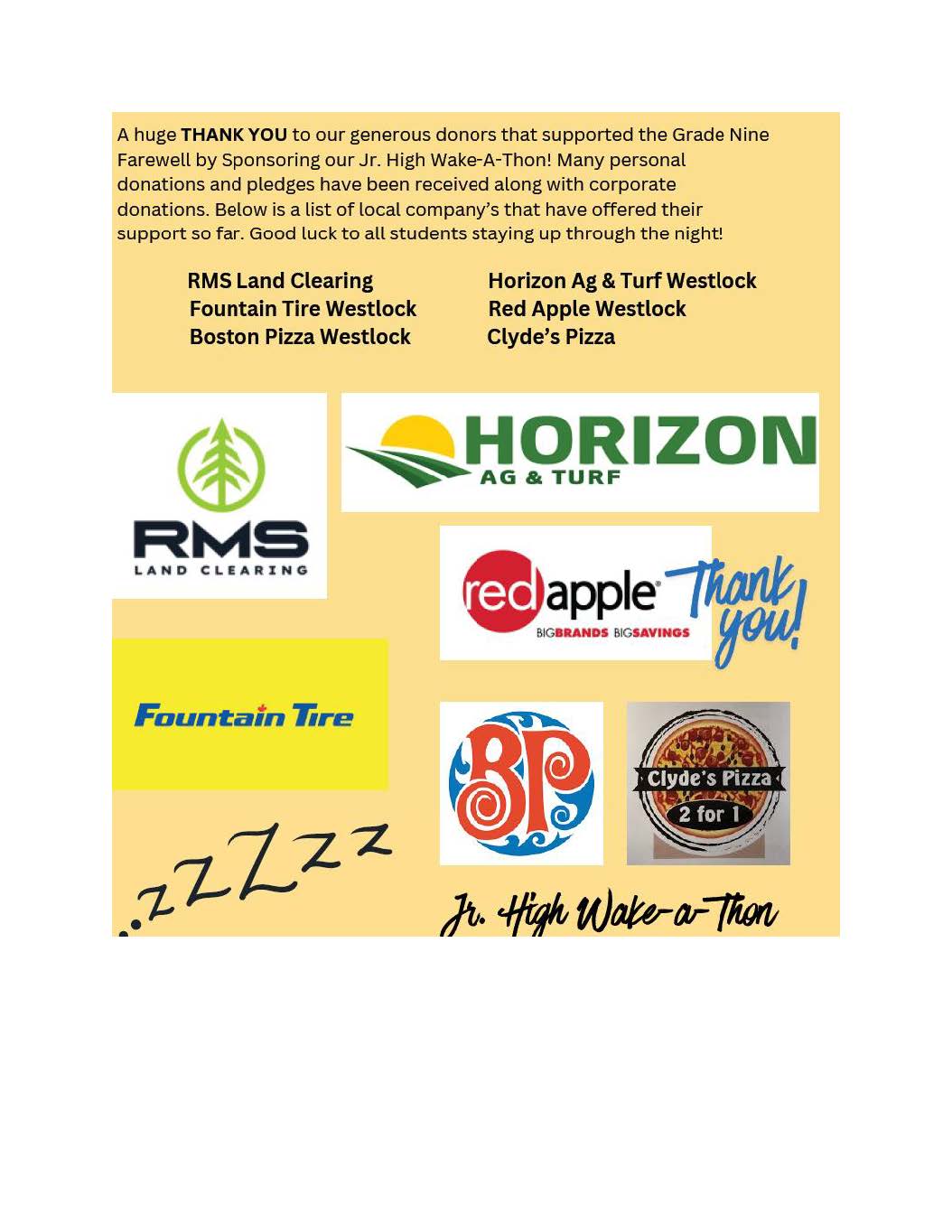 Wake-A-Thon Donations – Thank you!
